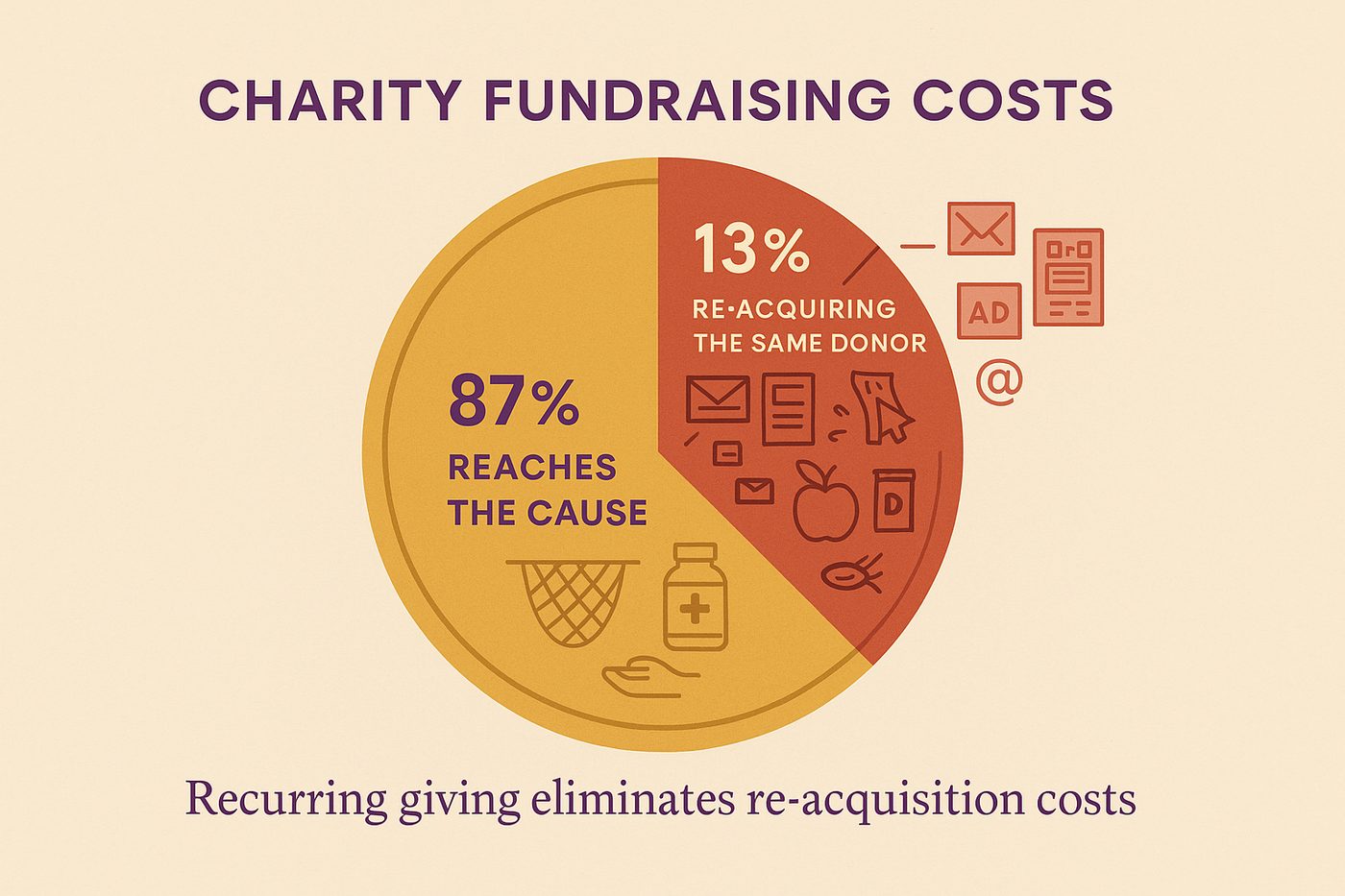 13% of charitable giving is consumed by re-acquiring the same donors every year