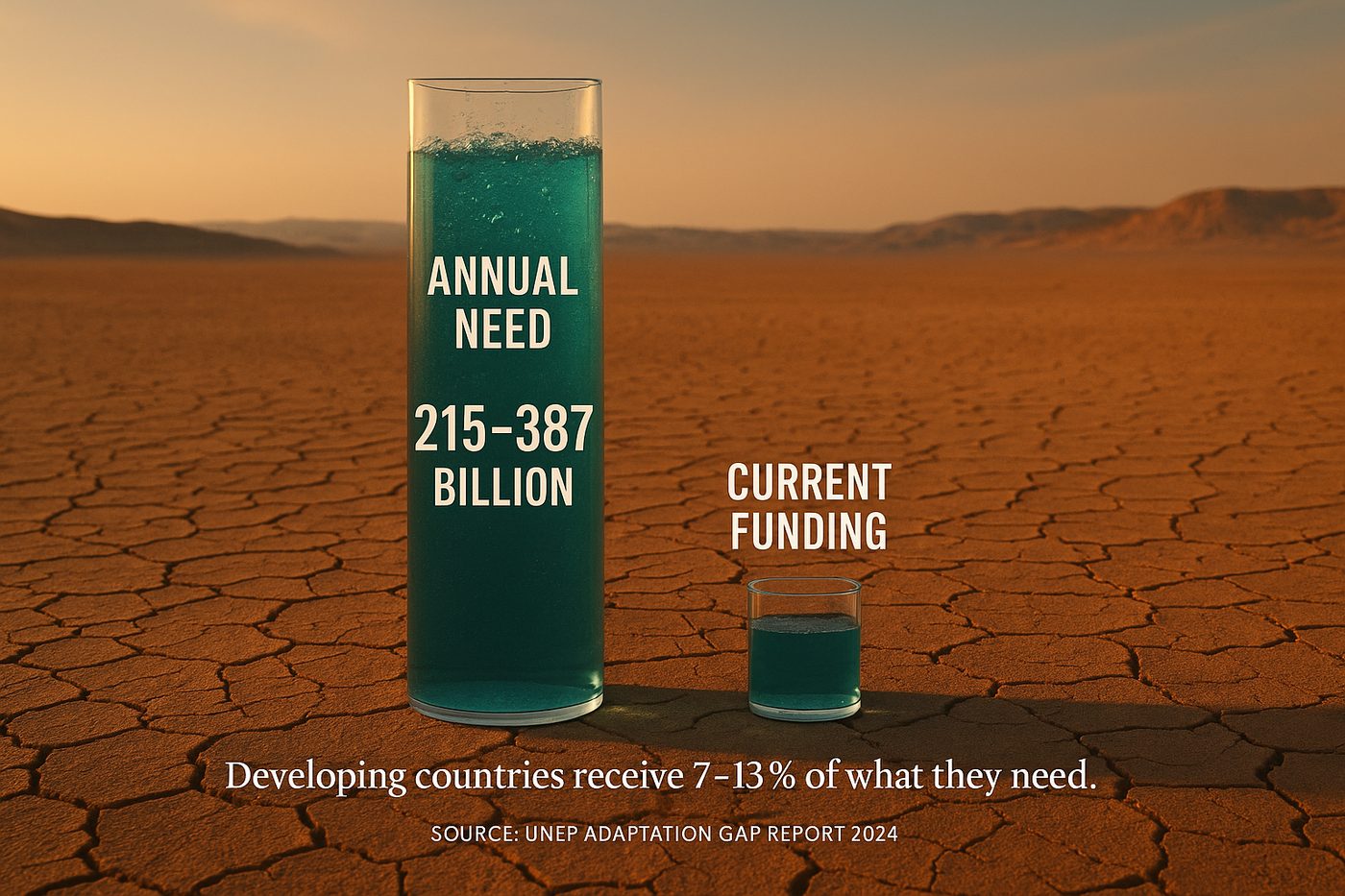 The adaptation gap: annual need vs current funding for climate adaptation in developing countries