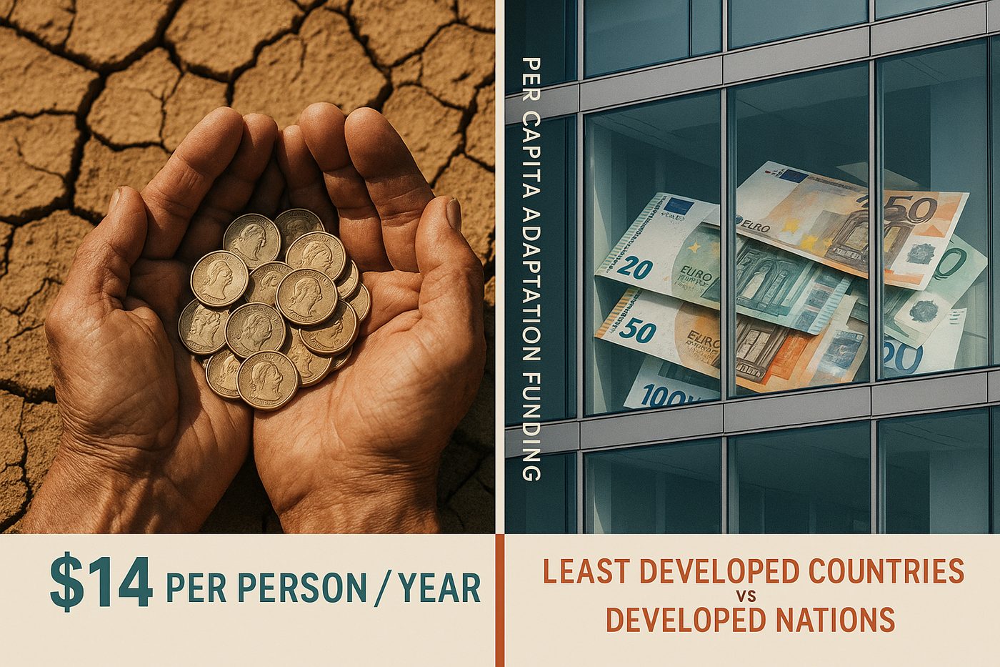 Per-capita adaptation funding comparison between least developed countries and developed nations